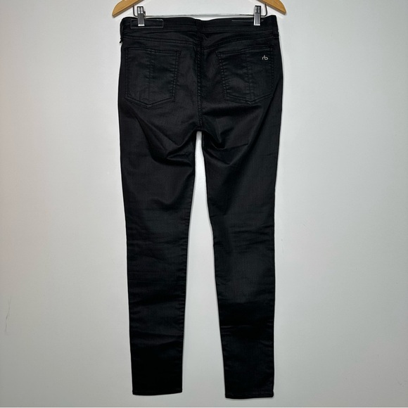 Rag & Bone Black Wax Coated Skinny Jeans Size 30 - Picture 6 of 7